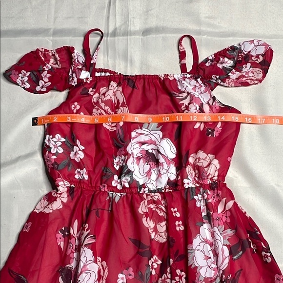 PLACE Red Floral Off-Shoulder Dress - Picture 6 of 8